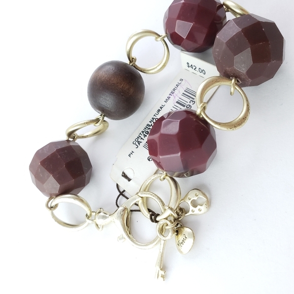 NWT! Fossil Bracelet with Jumbo Beads Silver Tone - Picture 2 of 9